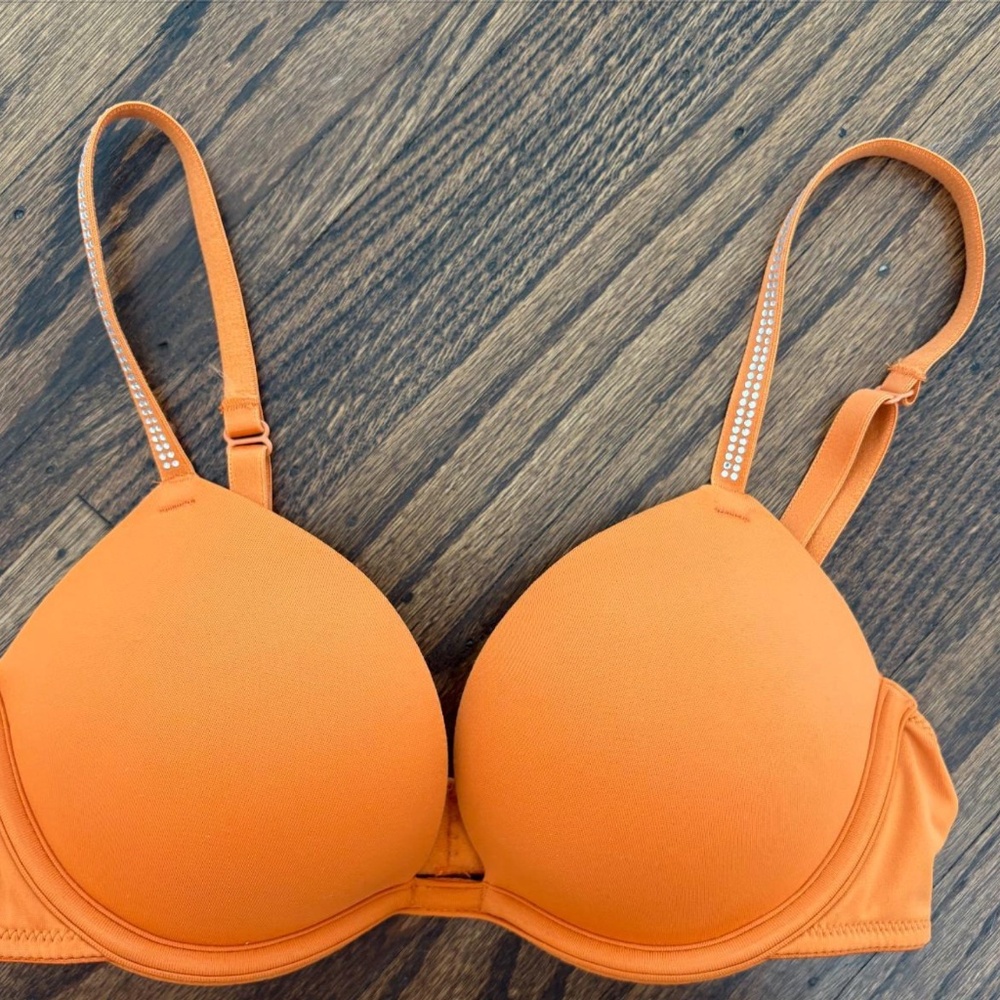 Victoria's Secret / PINK Orange Bedazzled Strap Bra